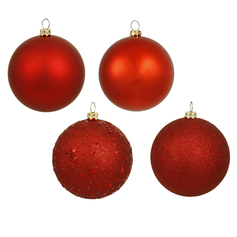 Vickerman 4 in. Red Ball 4-Finish Asst Christmas Ornament
