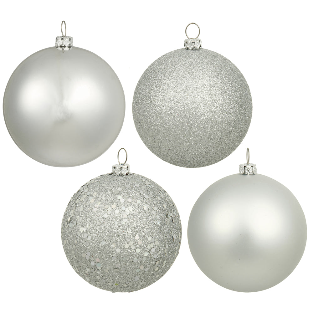 Vickerman 3 in. Silver Ball 4-Finish Asst Christmas Ornament