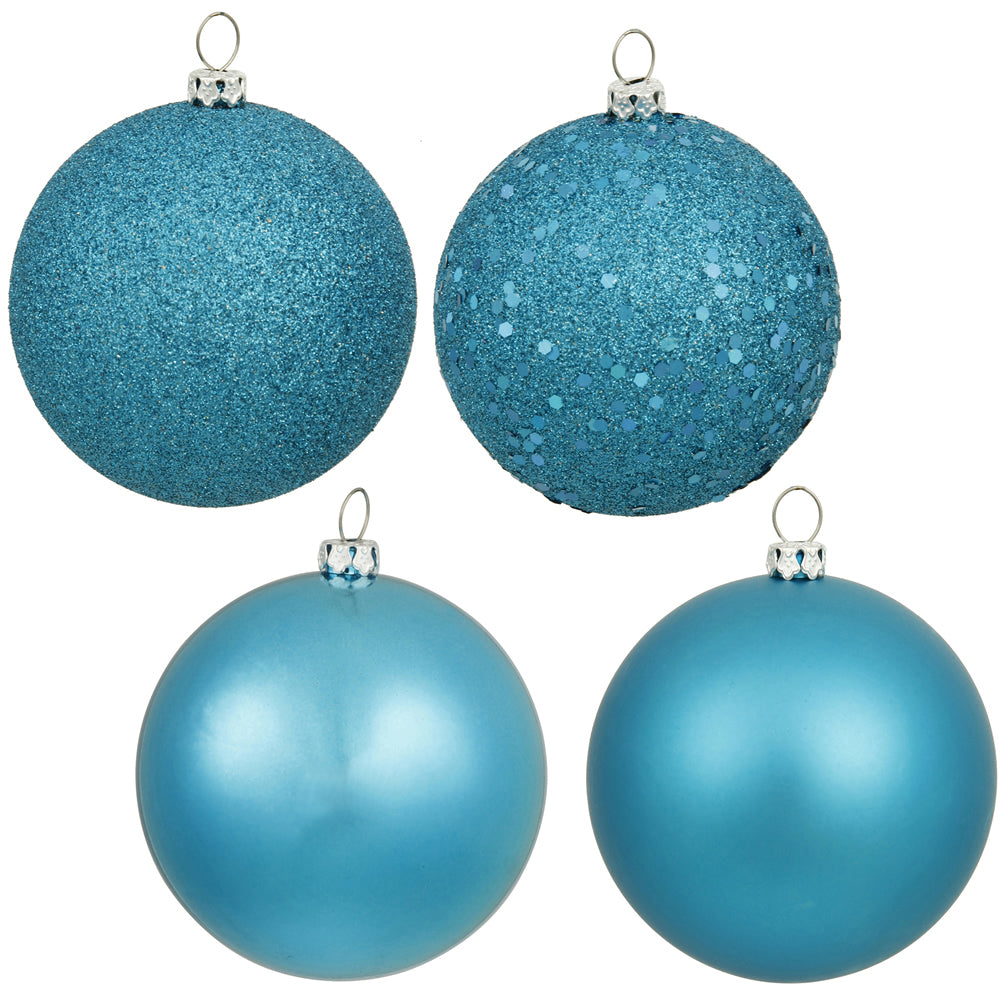 Vickerman 6 in. Turquoise Ball 4-Finish Asst Christmas Ornament