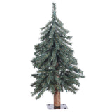 Vickerman 2' Unlit Natural Bark Alpine Artificial Christmas Tree - Metal Base