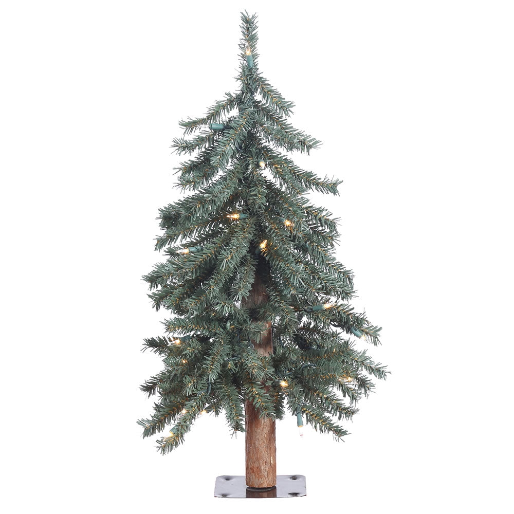 Vickerman 24" Natural Bark Alpine Artificial Christmas Tree - 35 Clear Lights