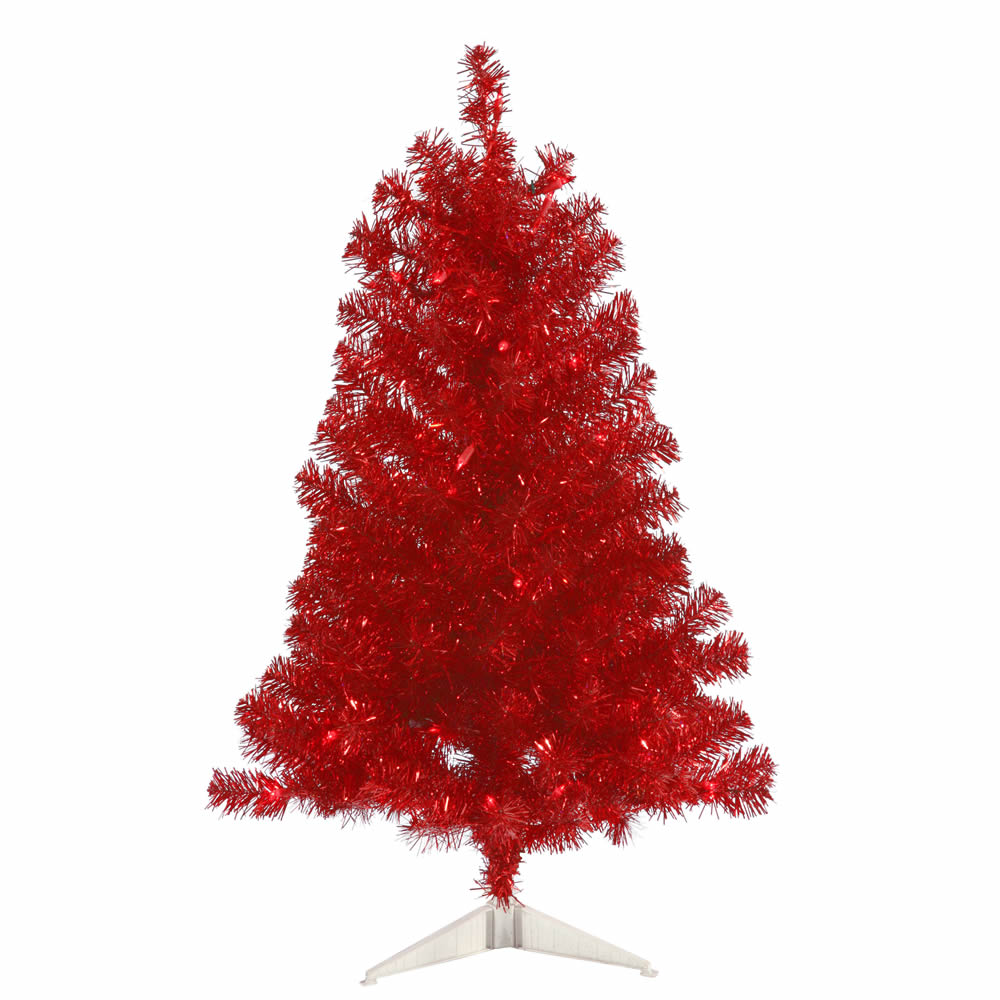 Vickerman 3' Red Artificial Christmas Tree - 50 Red LED Lights - Plastic stand