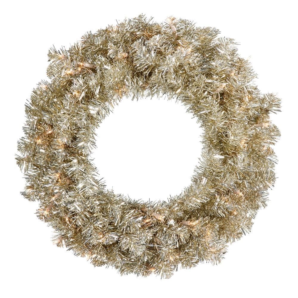 30" Champagne Wreath - 70 Warm White LED Lights