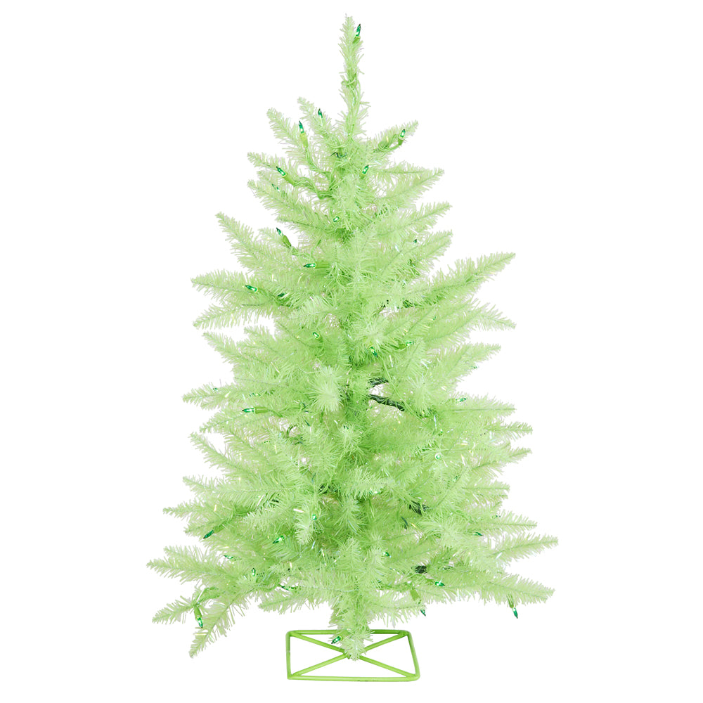 Vickerman 3' Lime Green Artificial Christmas Tree 70 Green LED Lights 232 Tips