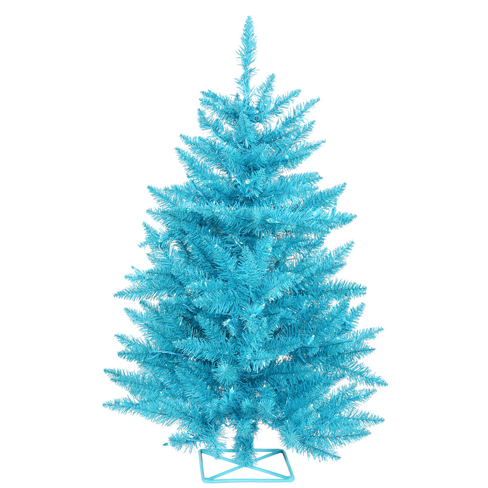Vickerman 2' Sky Blue Artificial Christmas Tree - 35 Teal LED Lights 115 PVC Tip