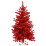 Vickerman 2' Red Artificial Christmas Tree - 35 Red Lights - Metal stand