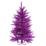 Vickerman 3' Purple Artificial Christmas Tree -70 Purple LED Lights 232 PVC Tips