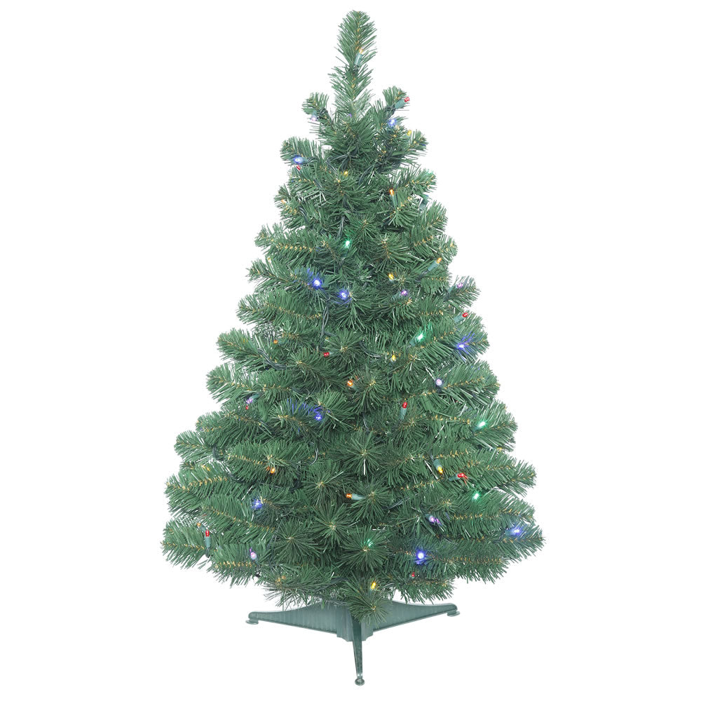 Vickerman 3' Oregon Fir Tree - 100 Multi-colored LED Lights - Pull down branches