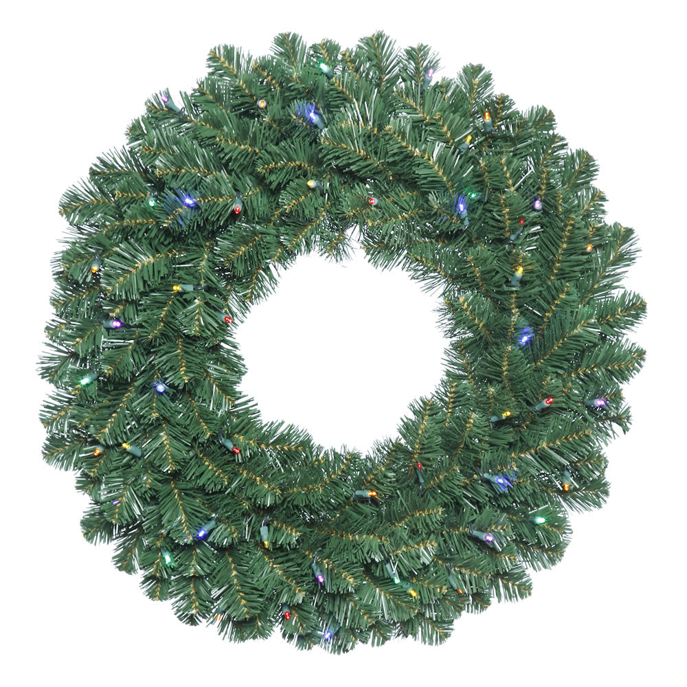 24" Oregon Fir Wreath - 35 Multi-colored LED lights