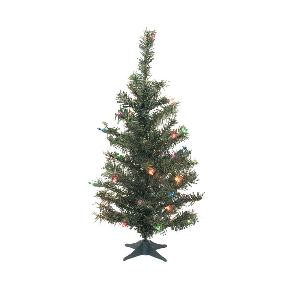 Vickerman 36" Canadian Pine Artificial Christmas Tree 35 Multi-colored Lights