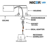 NICOR 4in. LED Downlight 644Lm 2700K in Nickel Round Recessed Light_6
