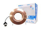 NICOR 5/6in. 878Lm LED Downlight in Aged Copper, 3000K Round Recessed Light