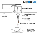 NICOR 5/6in. 878Lm LED Downlight in Nickel, 3000K Round Recessed Light_5