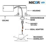NICOR 5/6in. 878Lm LED Downlight in White, 3000K Round Recessed Light_4
