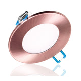 DLE3 Series 3 in. Round Aged Copper Flat Panel LED Downlight in 2700K