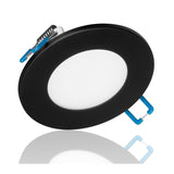 DLE3 Series 3 in. Round Black Flat Panel LED Downlight in 2700K