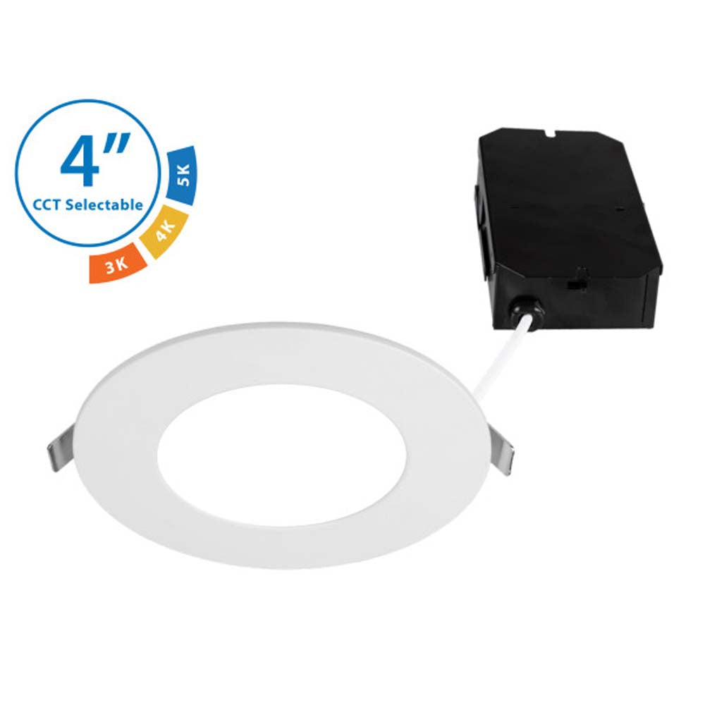 Nicor 4 in. Selectable CCT Flat Panel Dimmable LED Downlight in White Finish