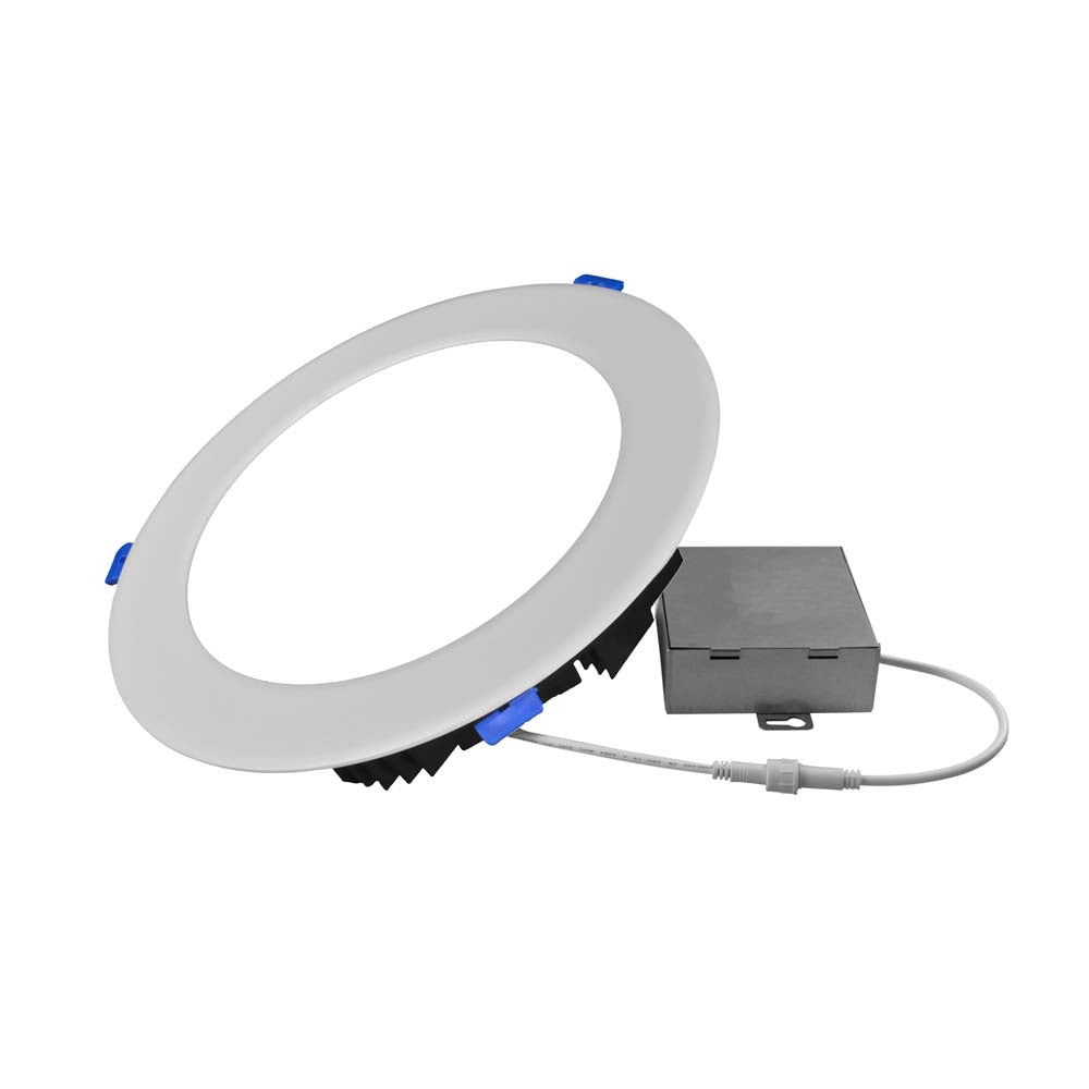 NICOR DLE8 Series 8 in. Round White Flat Panel LED Downlight in 3000K