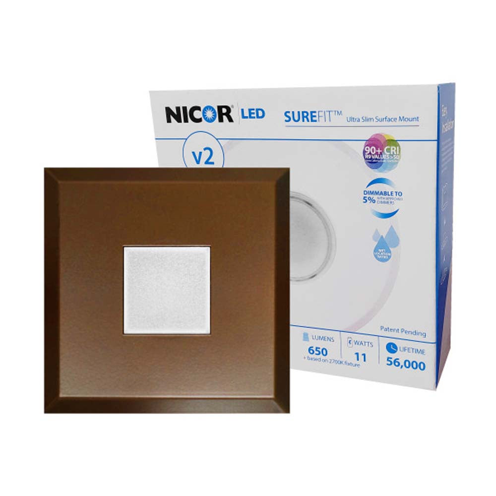 5.2in. Square Ultra Slim Surface Mount LED Downlight in Oil-Rubbed Bronze, 5000K