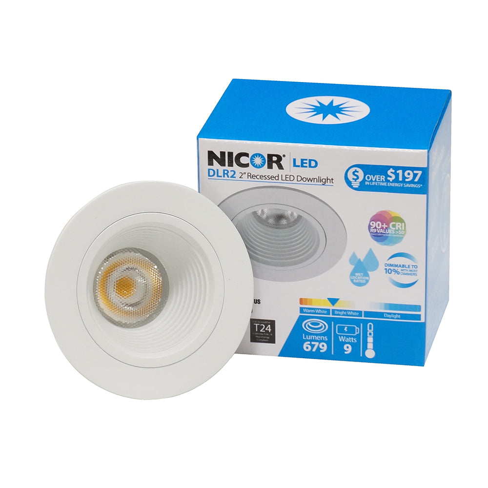 NICOR 2 in. LED Downlight with Baffle Trim in White, 2700K