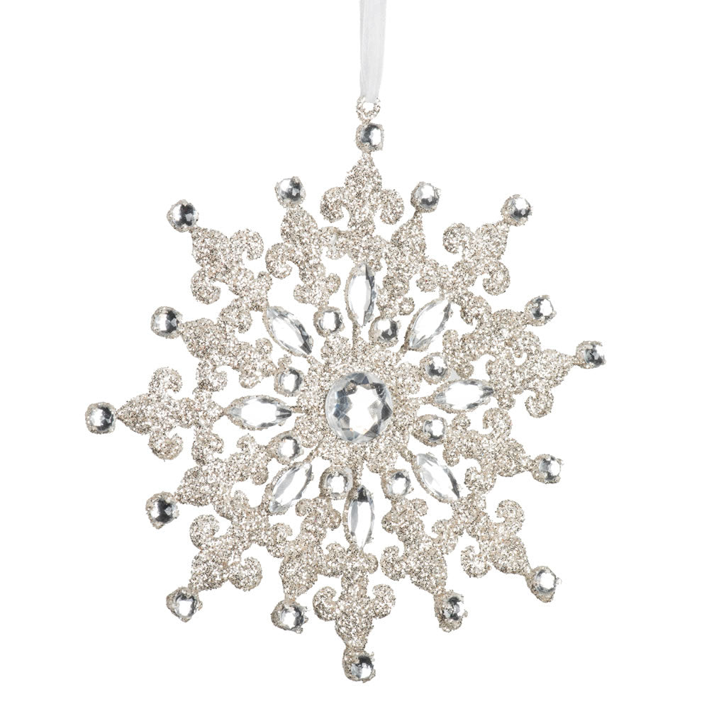 Vickerman 7 in. Silver Glitter Snowflake Christmas Ornament
