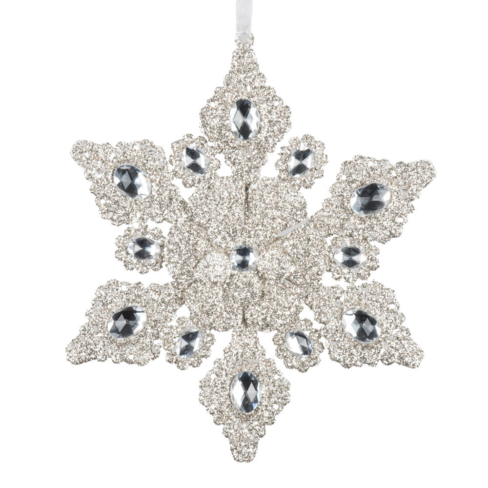 Vickerman 7 in. Silver Glitter Snowflake Christmas Ornament