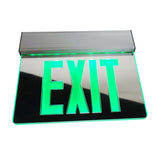 EXL2 Series Edge Lit LED Emergency Exit Sign, Mirrored with Green Lettering