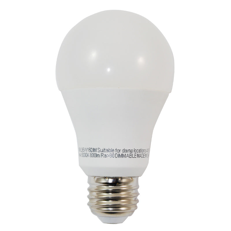 High Quality LED 9.5w Waterproof Dimmable A19 Warm White Light Bulb - 60w equiv.