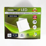 4in 11W LED Square Downlight 3K/4K/5K Selectable CCT Low Profile Dimmable - 65W Replacement - BulbAmerica