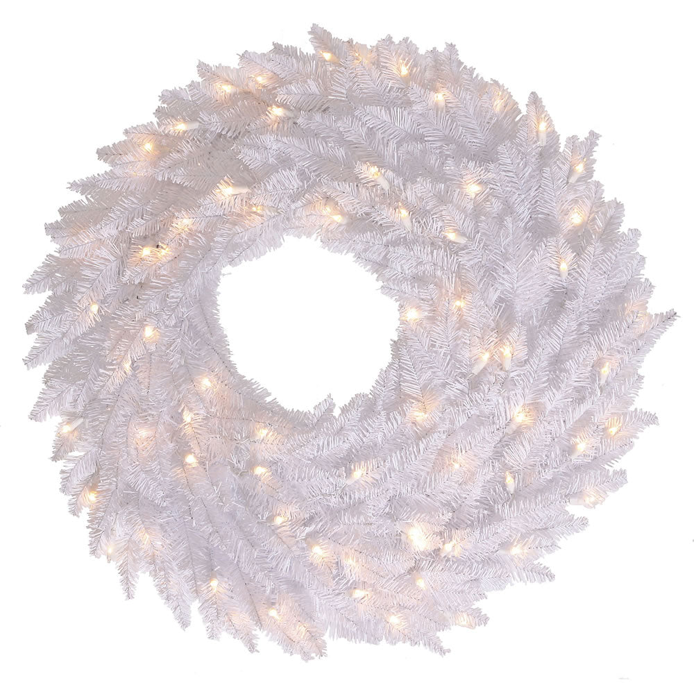 24" White Wreath - 50 Clear lights 210 Tips