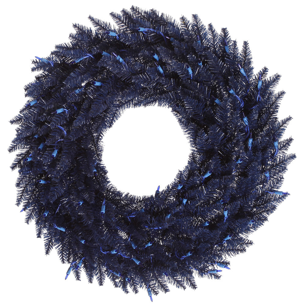 24" Unlit Navy Blue Fir Wreath 210 Tips