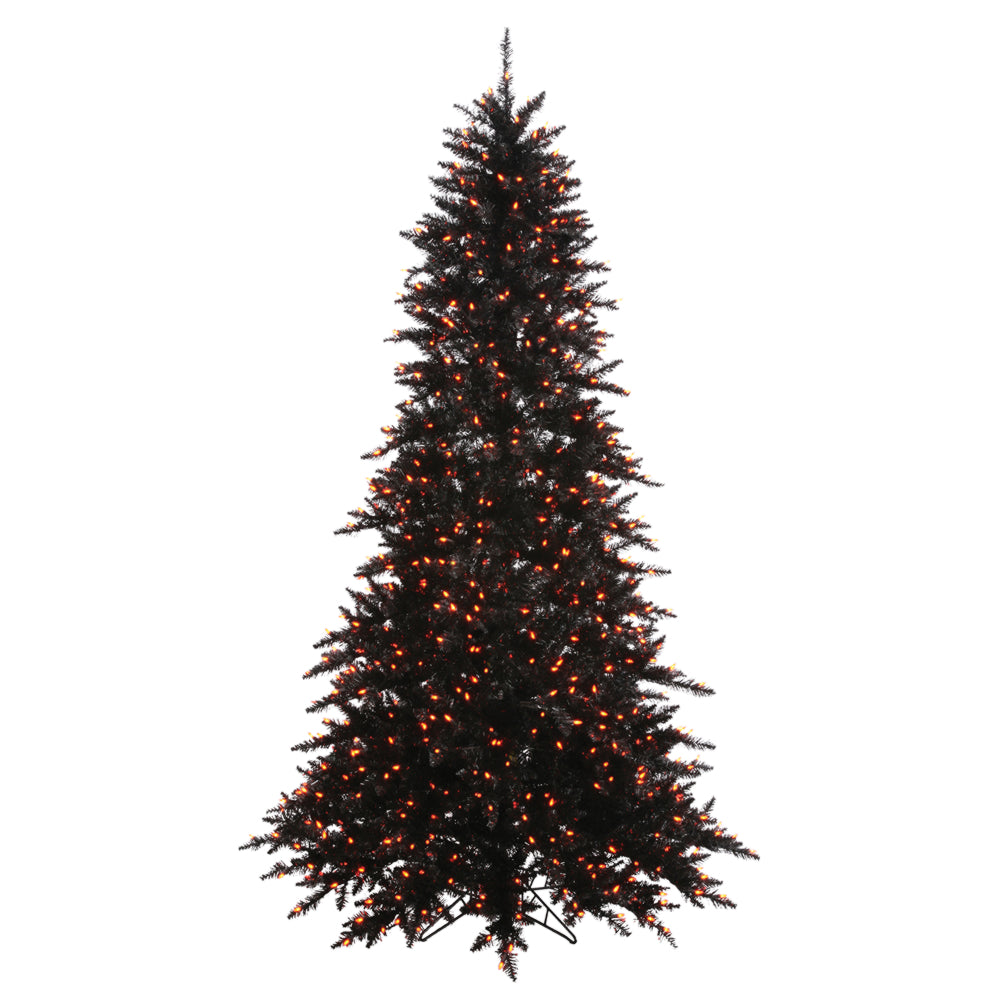Vickerman 3' Black Artificial Christmas Tree - 100 Orange lights - Plastic stand