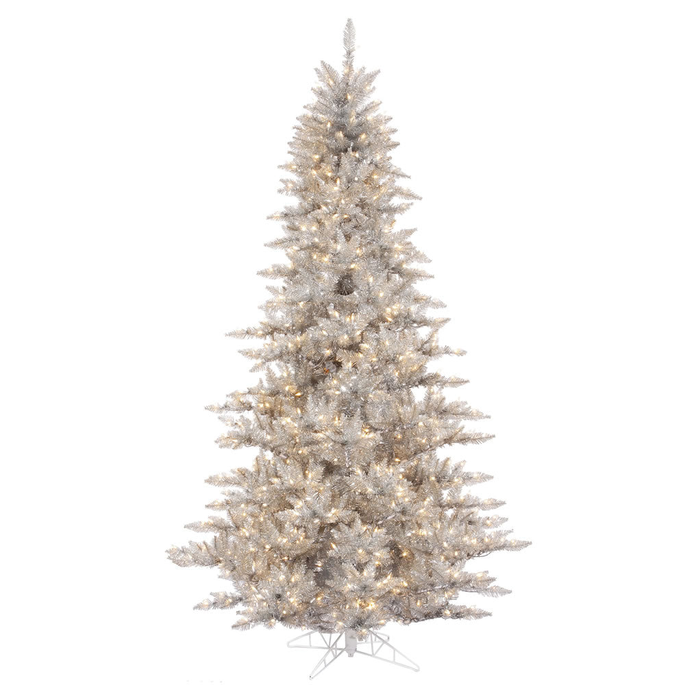 Vickerman 3' Silver Artificial Tree w/ Warm White Dura-Lit Italian LED Lights