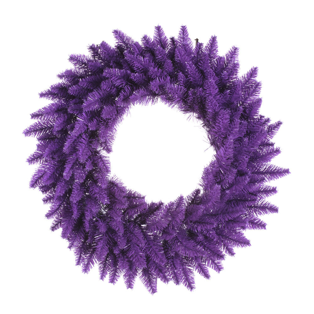 30" Purple Artificial Wreath 260 PVC Tips 100 Purple Dura-Lit Italian LED Lights