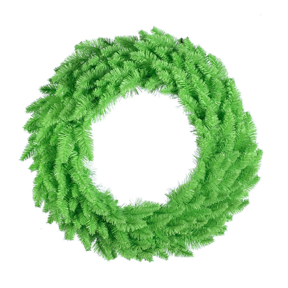 24" Lime Artificial Wreath - 210 PVC Tips - 50 Aqua Dura-Lit Italian LED Lights