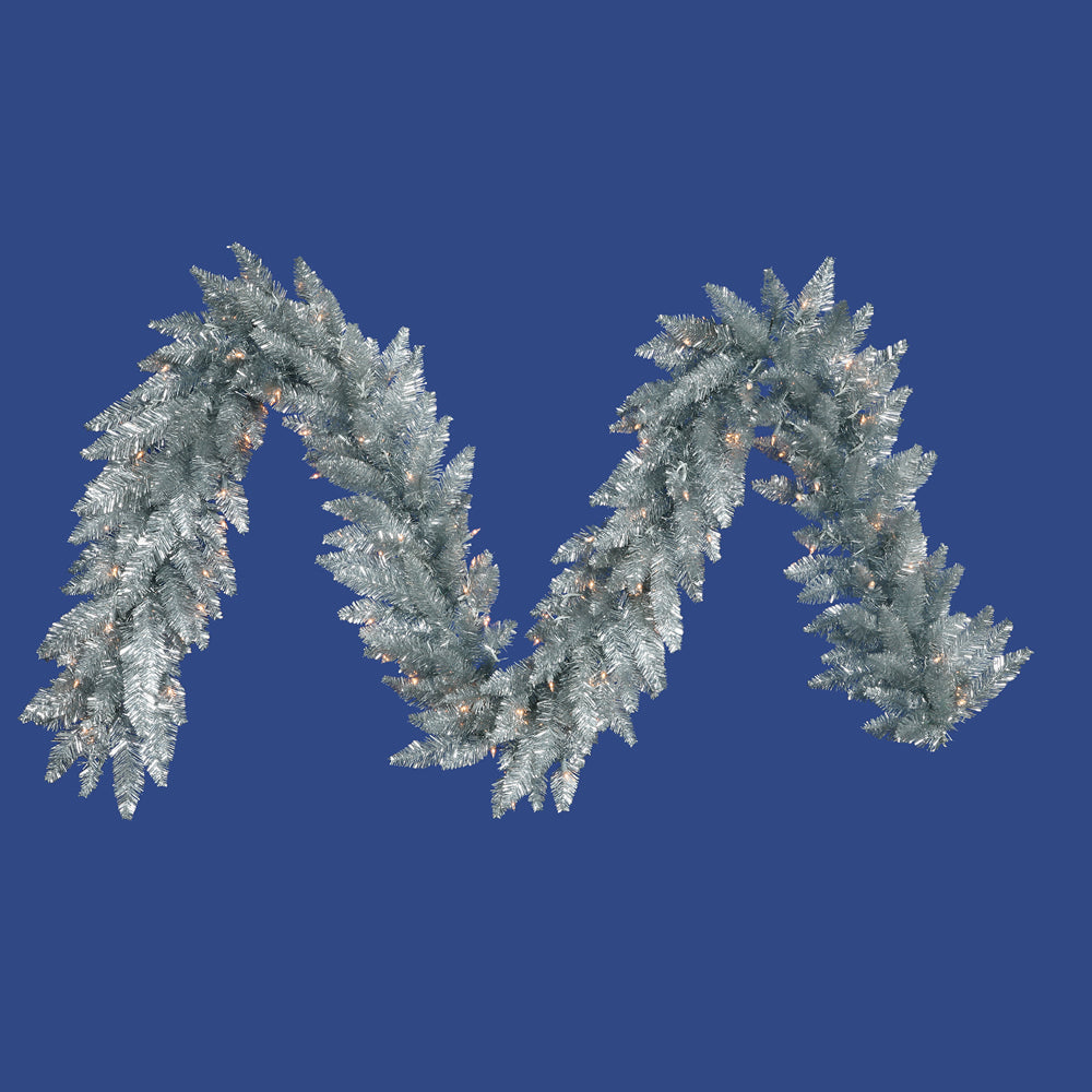 Unlit 9' x 14" Silver Artificial Fir Garland - 250 PVC Tips