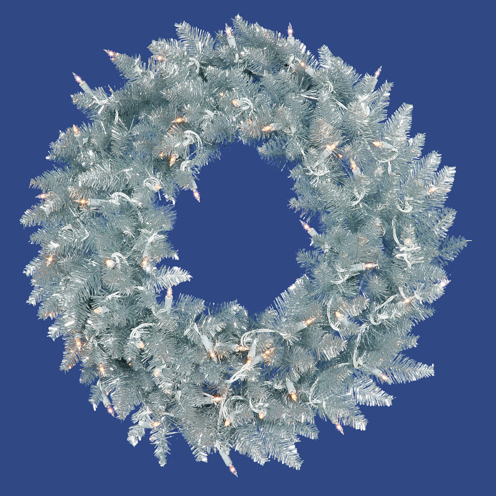 Unlit 30" Silver Fir Artificial Wreath - 260 PVC Tips