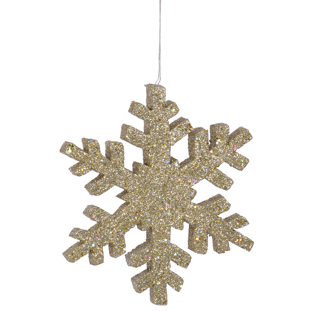 Vickerman 12 in. Champagne Outdoor Glitter Snowflake Christmas Ornament