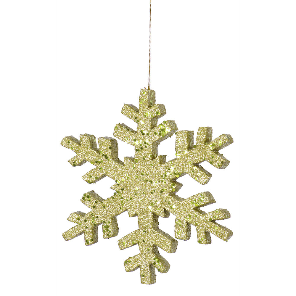 Vickerman 8 in. Lime Outdoor Glitter Snowflake Christmas Ornament