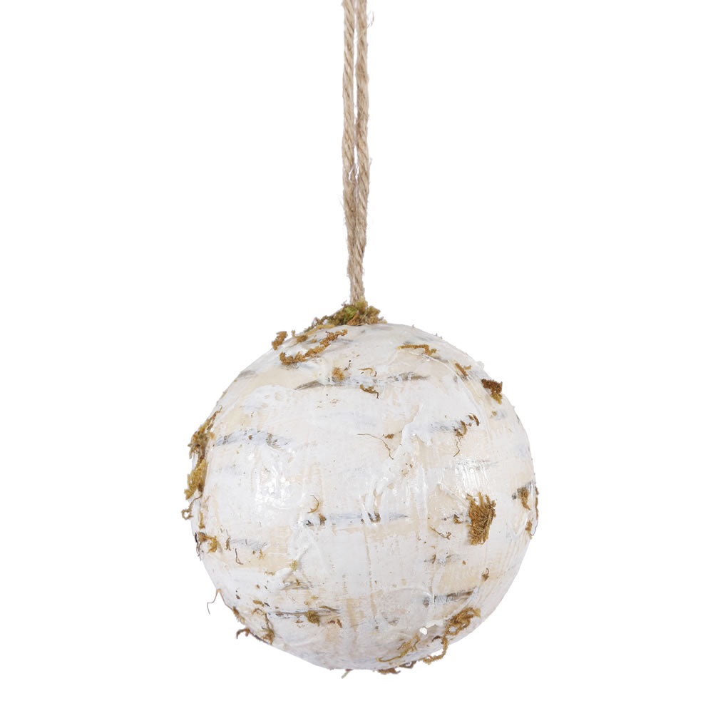 4Pk. Vickerman 4 in. White Birch Ball Christmas Ornament
