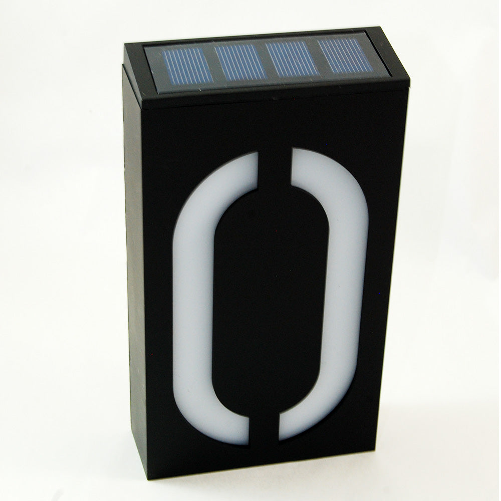 Waterproof Solar Power LED Address Number Door Wall Plate Light Sign - Digit 0