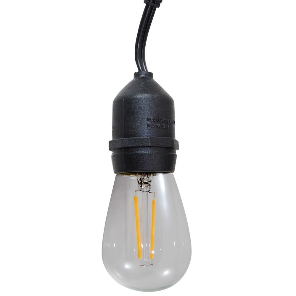 48Ft Outdoor LED String Lights 2W S14 LED Warm White Bulbs w/ 15 Socke ...