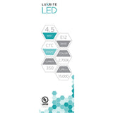 Luxrite Antique Filament LED 4.5 Watt 2700K E12 Chandelier Light Bulb_3