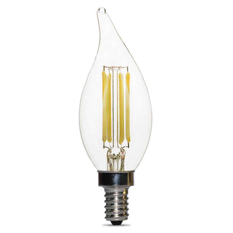 Luxrite LED 4W 2700K E12 Flame Tip Dimmable Antique Filament Clear Light Bulb