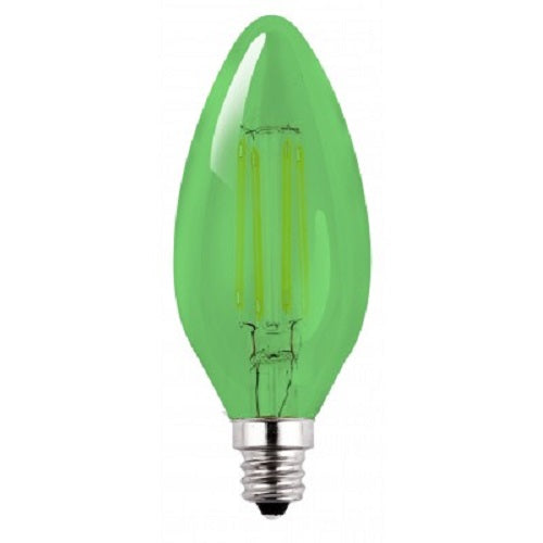 Luxrite Antique Filament LED 4 Watt Green E12 Chandelier Light Bulb