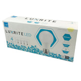 4 Bulbs - Luxrite 9w A-Shape A19 3000k E26 800 Lumens LED Dimmable Light Bulb - BulbAmerica