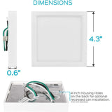 Luxrite 4 Inch 10w Square LED Flush Mount Ceiling Light White Finish 4000K_5