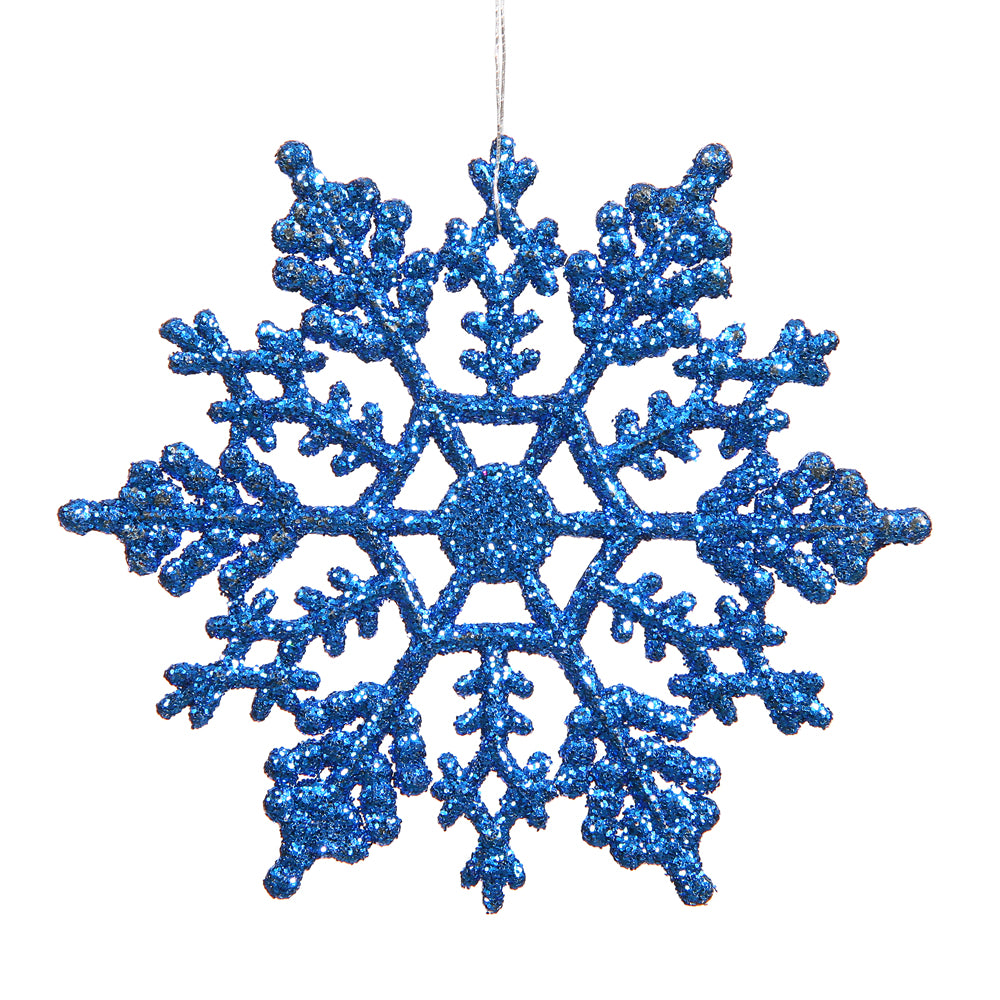 Vickerman 8 in. Blue Glitter Snowflake Christmas Ornament