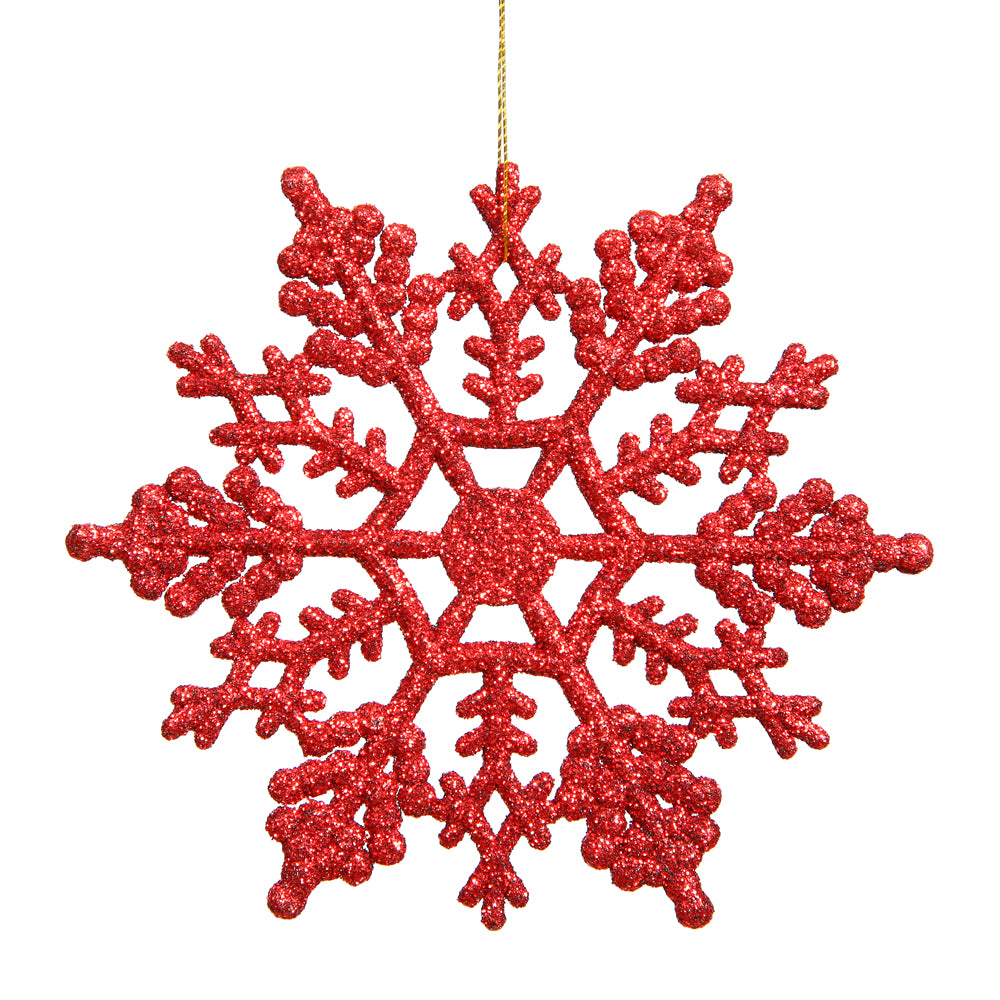 Vickerman 8 in. Red Glitter Snowflake Christmas Ornament