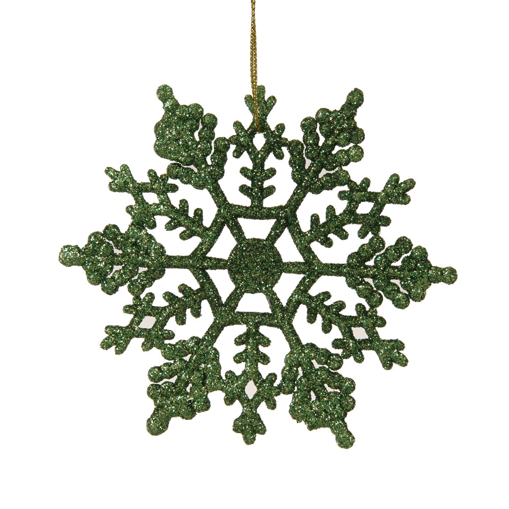 Vickerman 4 in. Green Glitter Snowflake Christmas Ornament